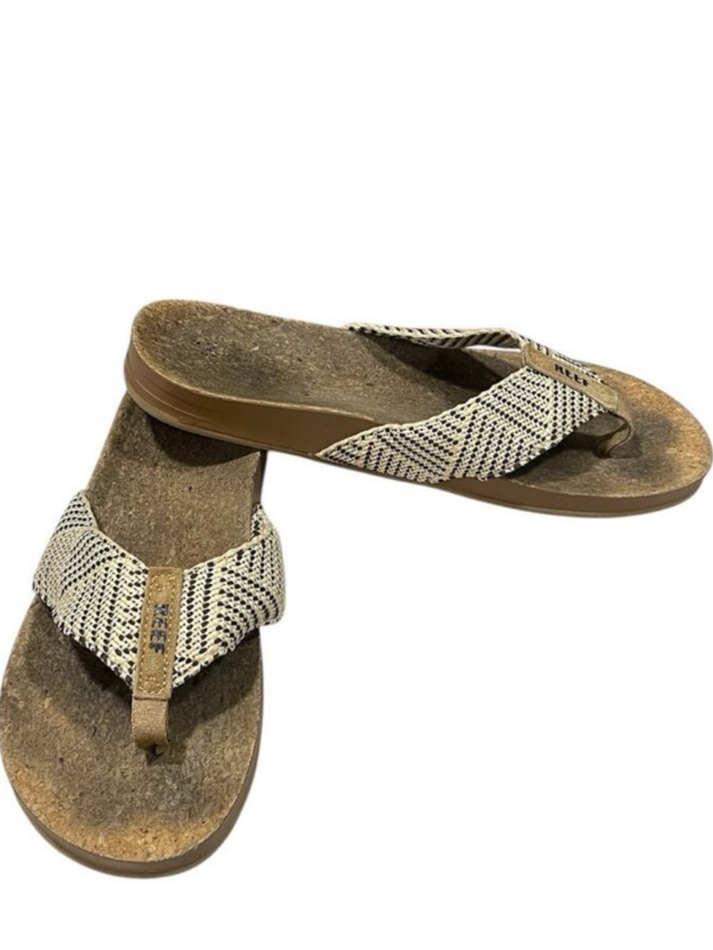 Reef Beige and Tan Woven-Style Women's Flip Flop Sandals